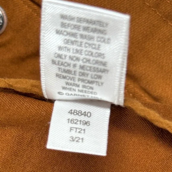 Garnet Hill‎ Jacket Womens Organic Cotton Utility Full Zip Snap Button Brown 18 - Picture 10 of 13